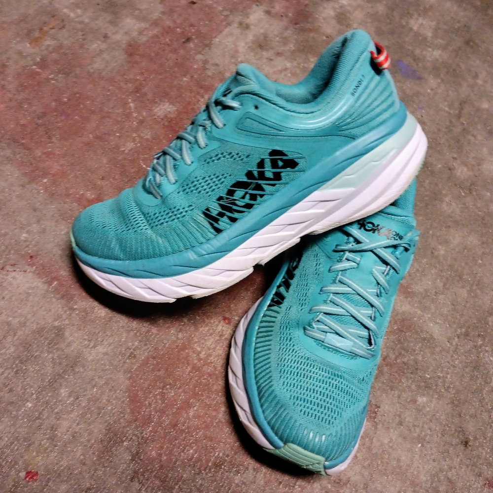 Hoka One One Bondi 7 Women’s Running Shoes Sz8 Aqua/Teal
